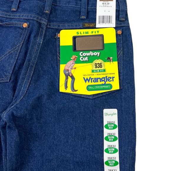 Wrangler Cowboy Cut Jeans 29 x 30 Slim Fit Heavyweight Denim Vintage 936 NWT - Picture 9 of 12